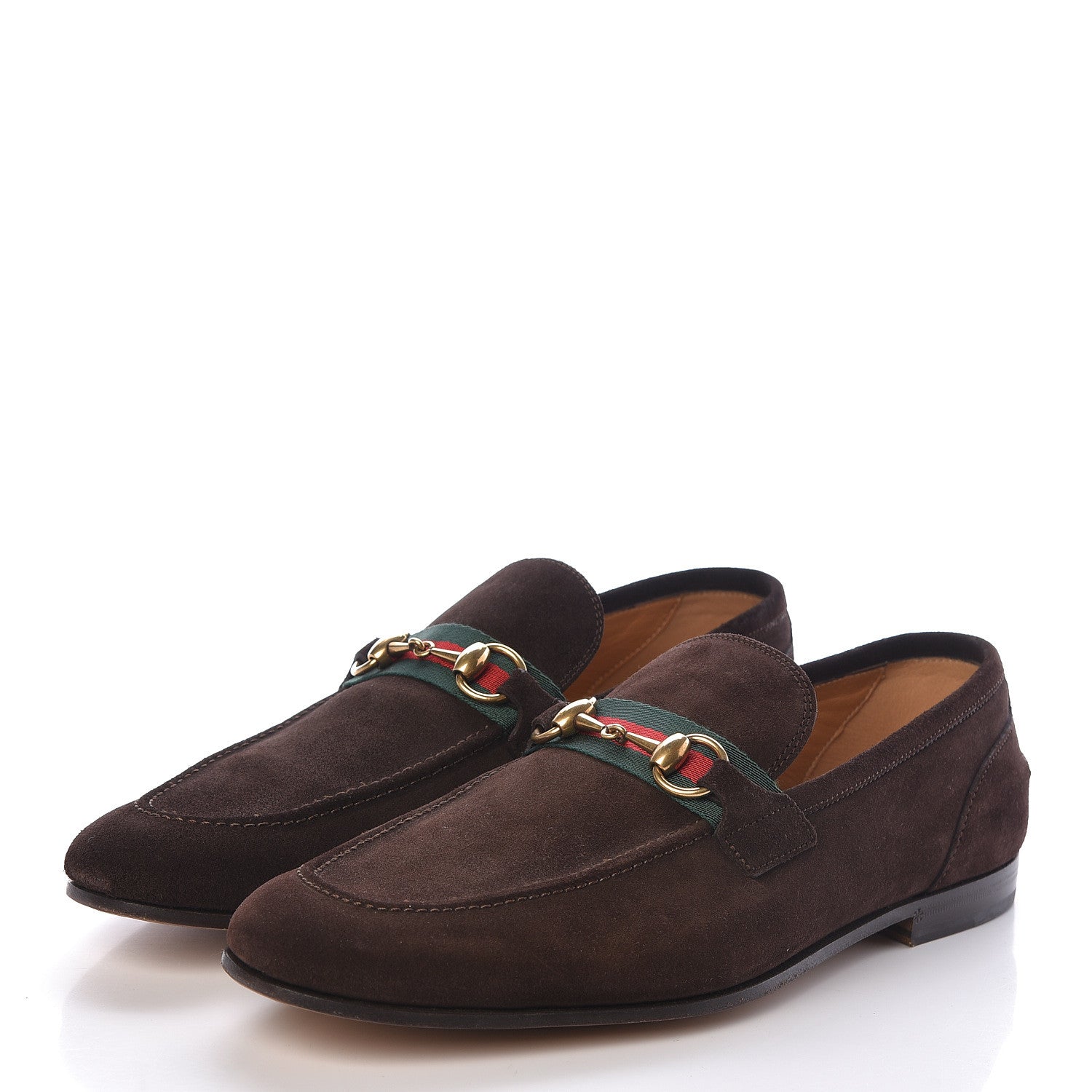 Gucci Suede Web Mens Horsebit Loafers 8.5 Cocoa 3 of 8