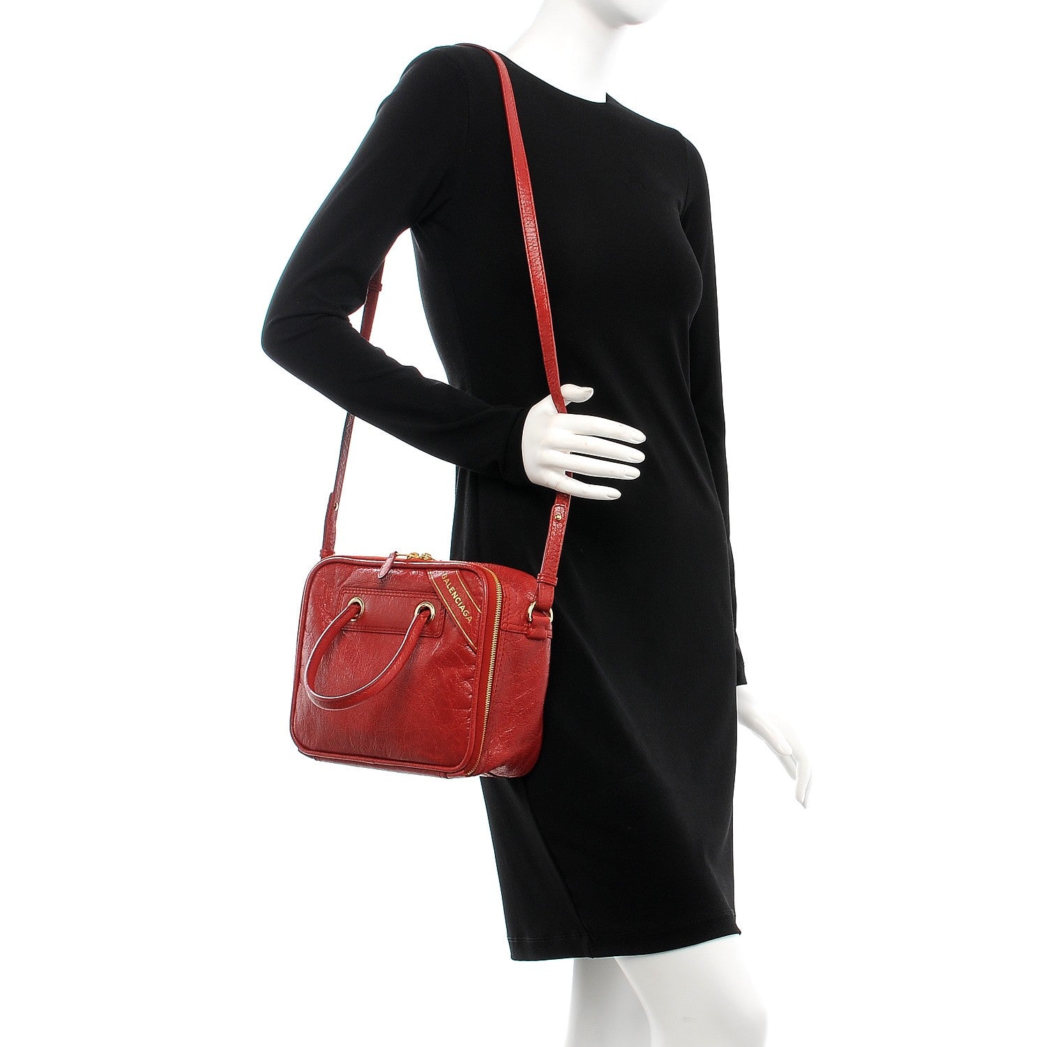 Balenciaga Agneau S Blanket Square Tote Rouge Brique 2 of 7