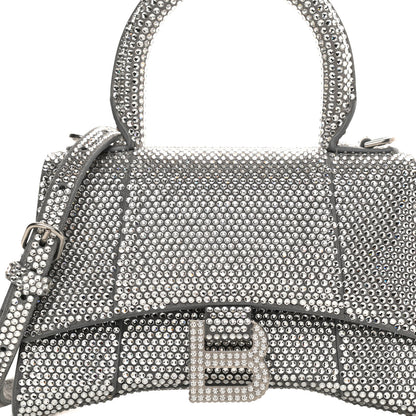 Balenciaga Strass Suede Hourglass Top Handle Bag XS Smoke Grey Crystal 9 of 13