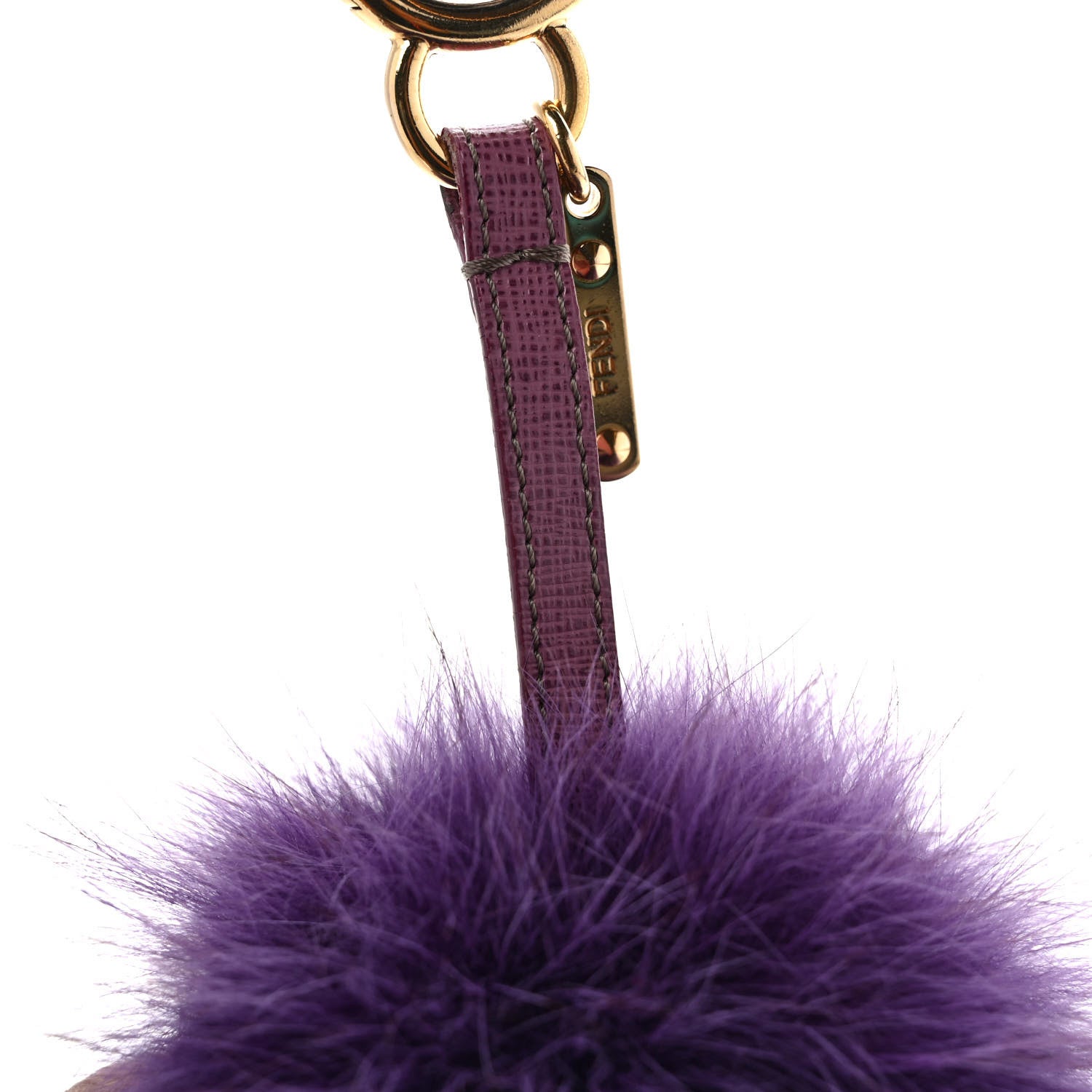 Fendi Fox Fur Vitello Elite Pom Pom Bag Charm Purple 4 of 4
