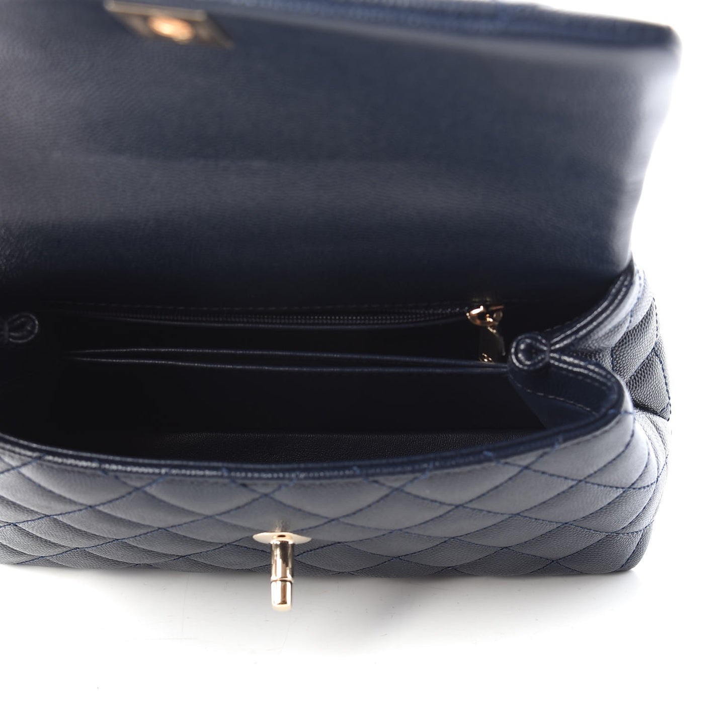 Caviar Quilted Lizard Embossed Mini Coco Handle Flap Navy