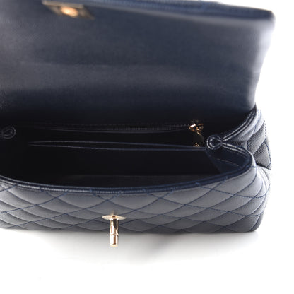 Chanel Caviar Quilted Lizard Embossed Mini Coco Handle Flap Navy 5 of 9