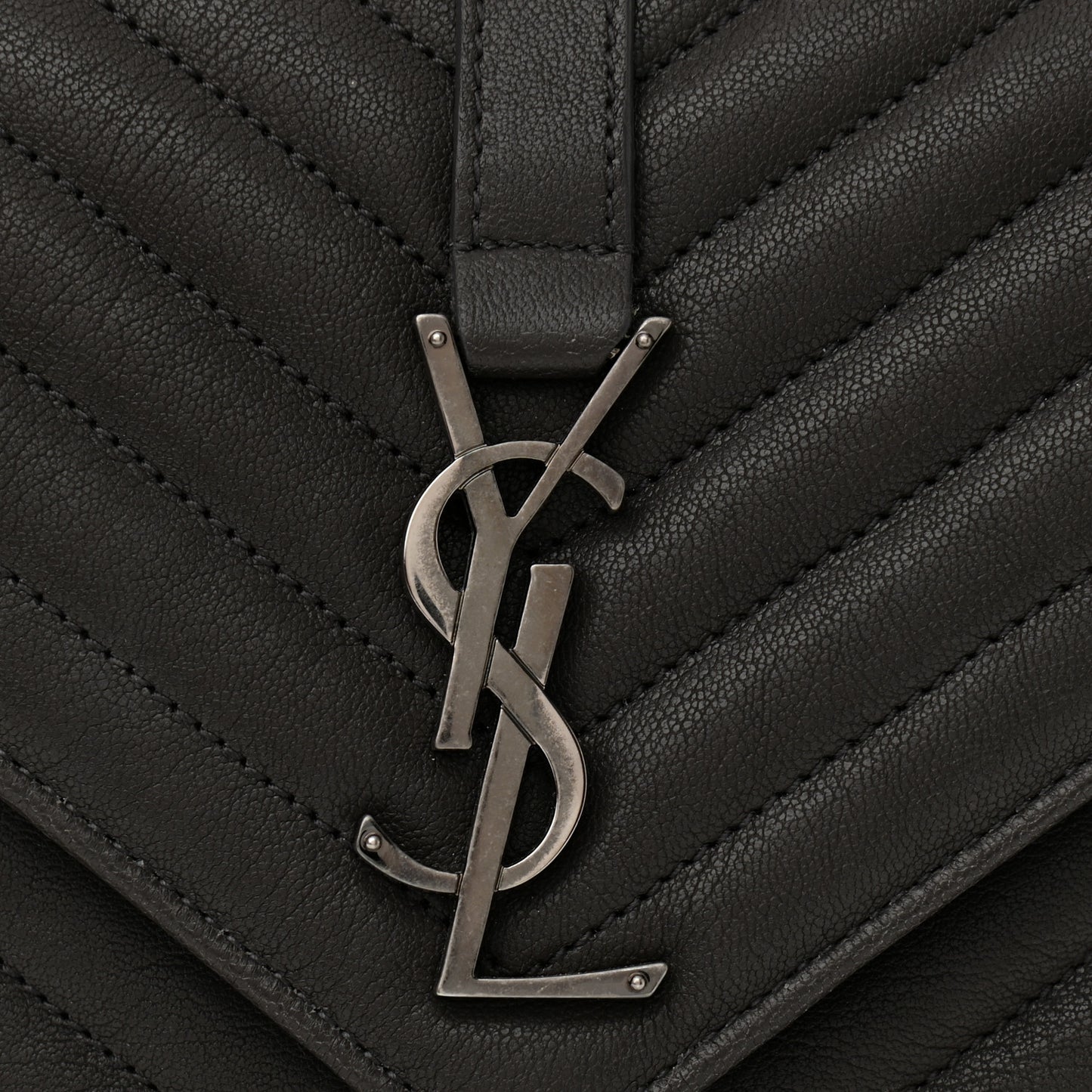 Sheepskin Matelasse Chevron Monogram Medium College Bag Asphalt