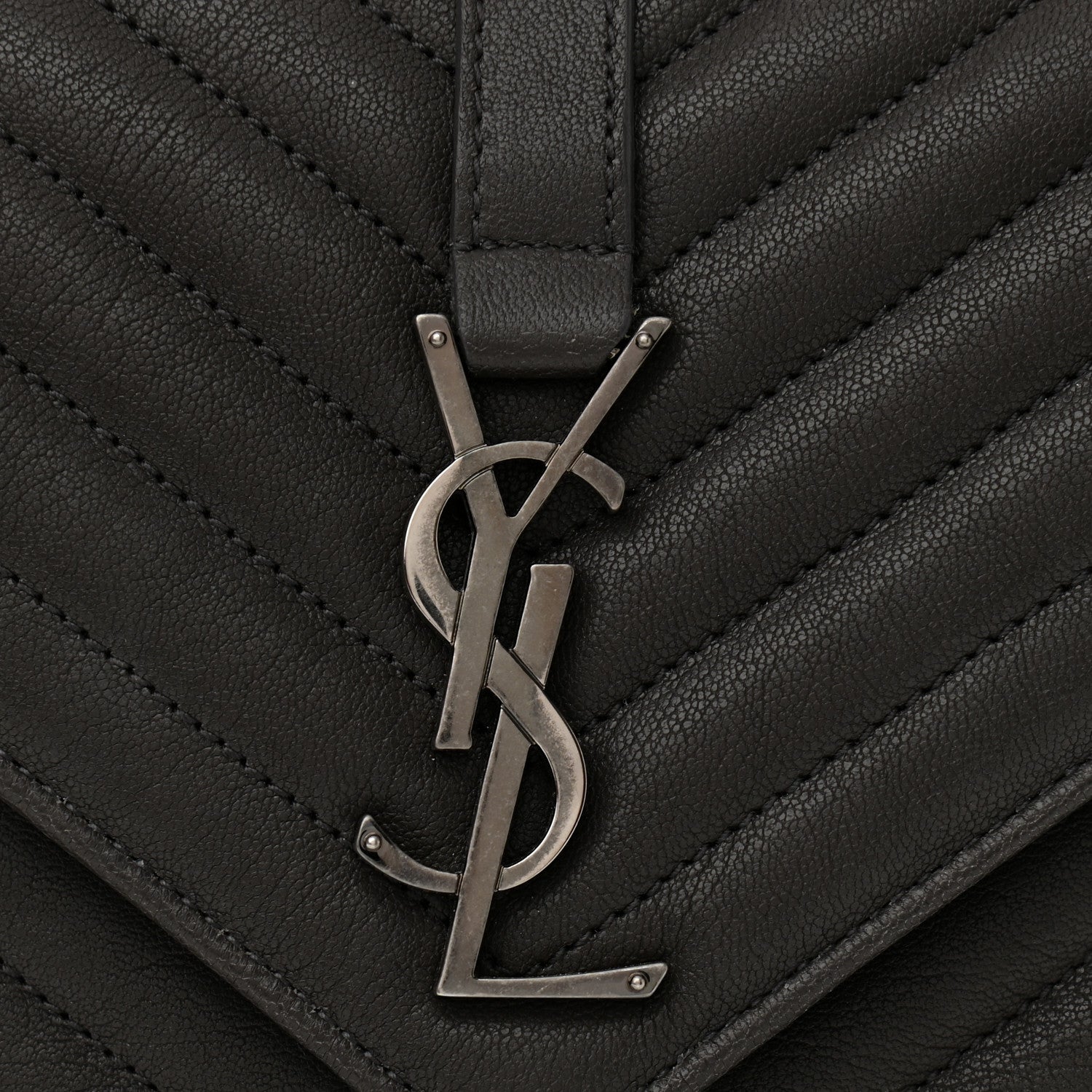 Saint Laurent Sheepskin Matelasse Chevron Monogram Medium College Bag Asphalt 8 of 10