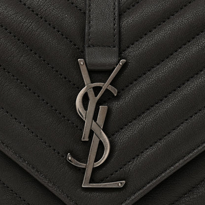 Saint Laurent Sheepskin Matelasse Chevron Monogram Medium College Bag Asphalt 8 of 10