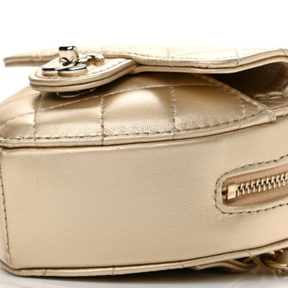 Chanel Metallic Lambskin Quilted CC In Love Heart Waist Belt Bag With Chain Gold 10 of 12