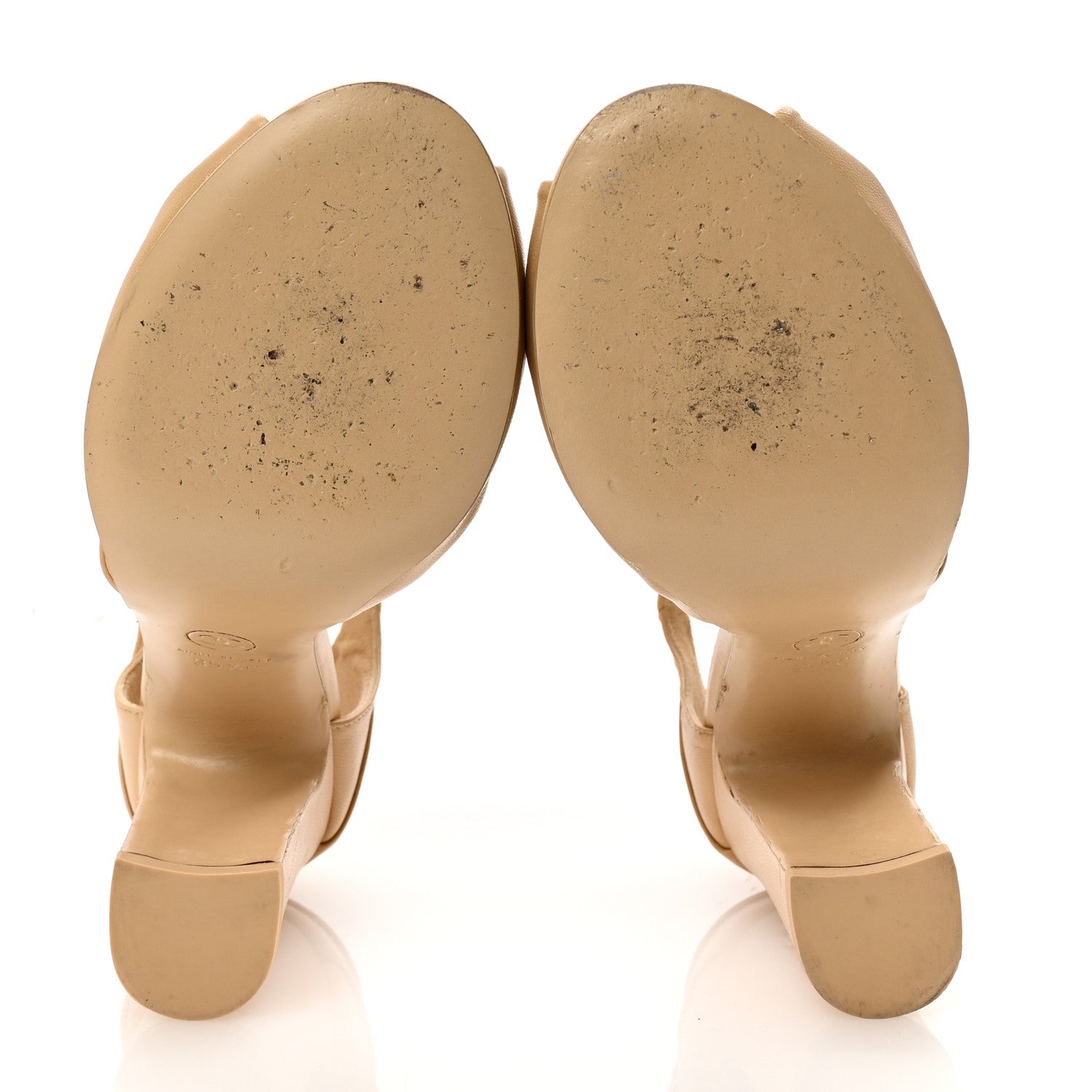 Chanel Lambskin Pearl CC Sandals 35.5 Beige 6 of 9