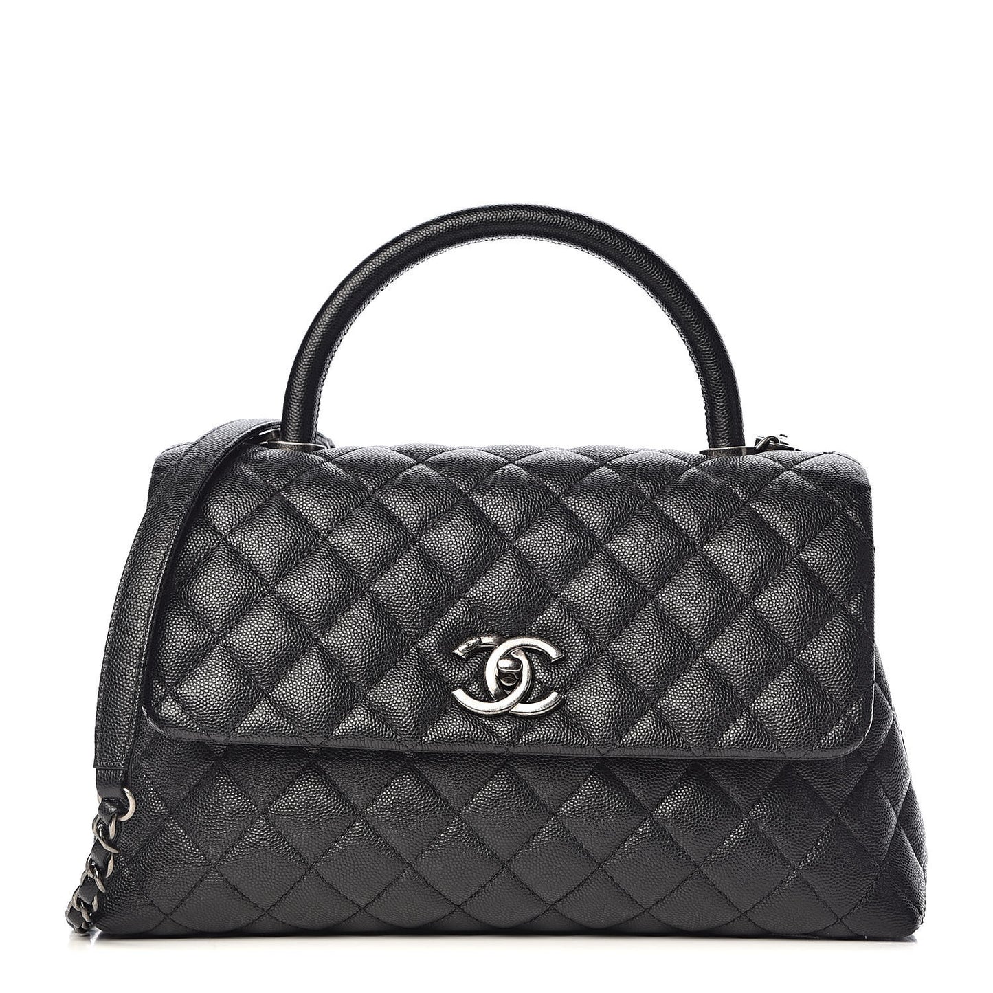 Caviar Quilted Small Coco Handle Flap Black
