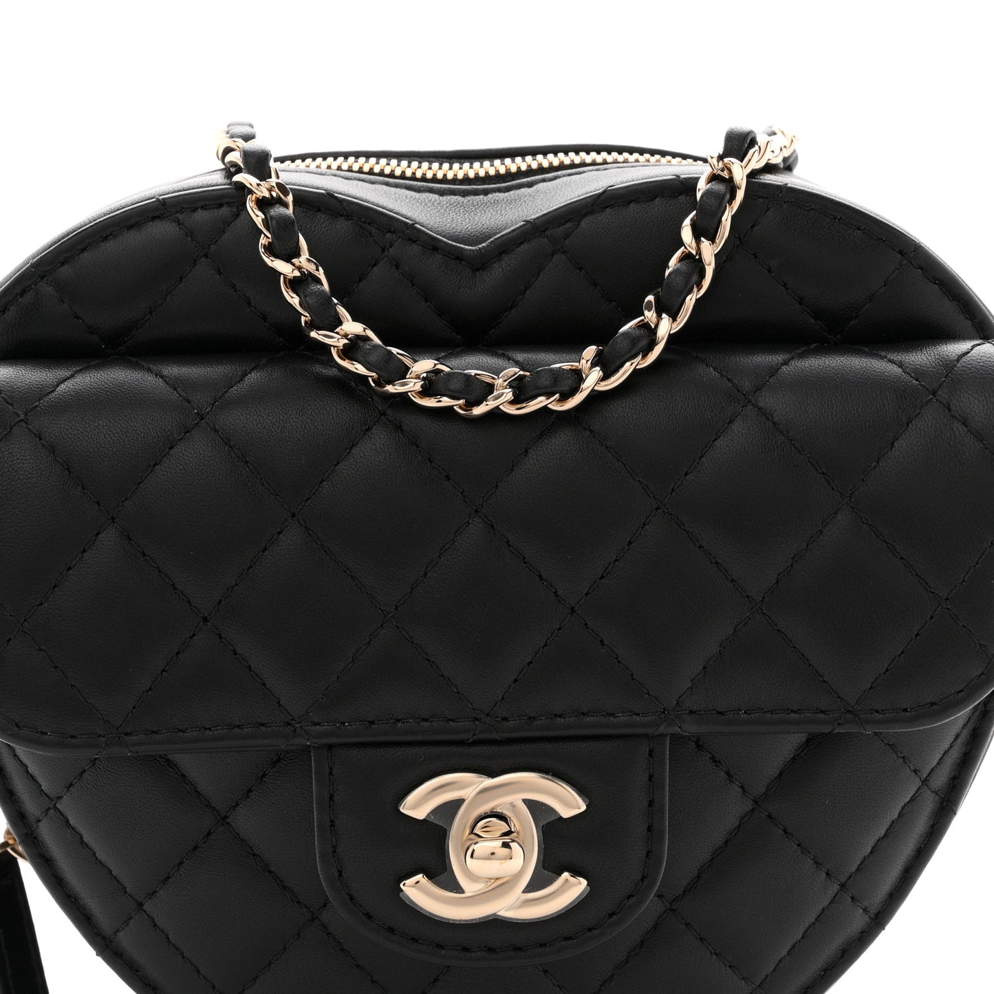 Lambskin Quilted CC In Love Heart Bag Black