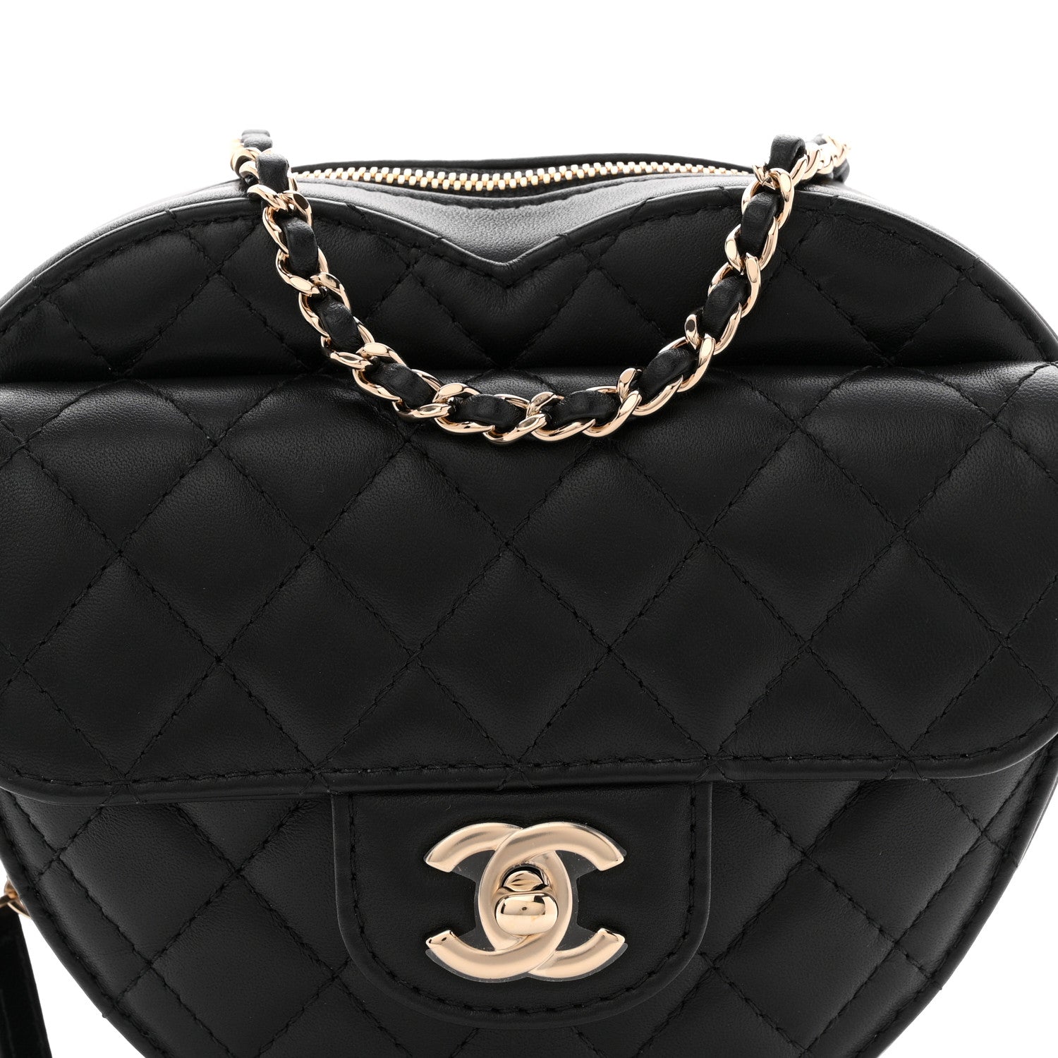 Chanel Lambskin Quilted CC In Love Heart Bag Black 8 of 11