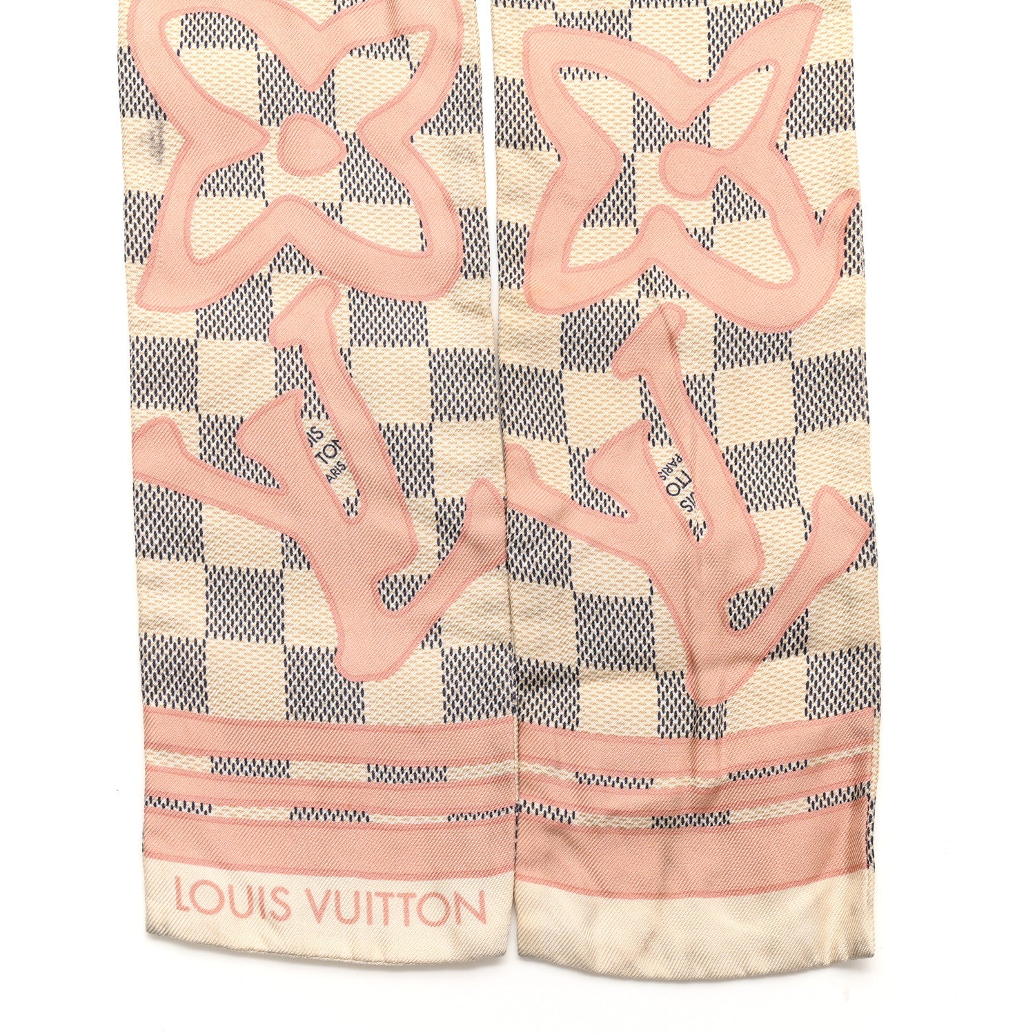 Louis Vuitton Silk Damier Azur Tahitienne Bandeau Rose Ballerine 2 of 5