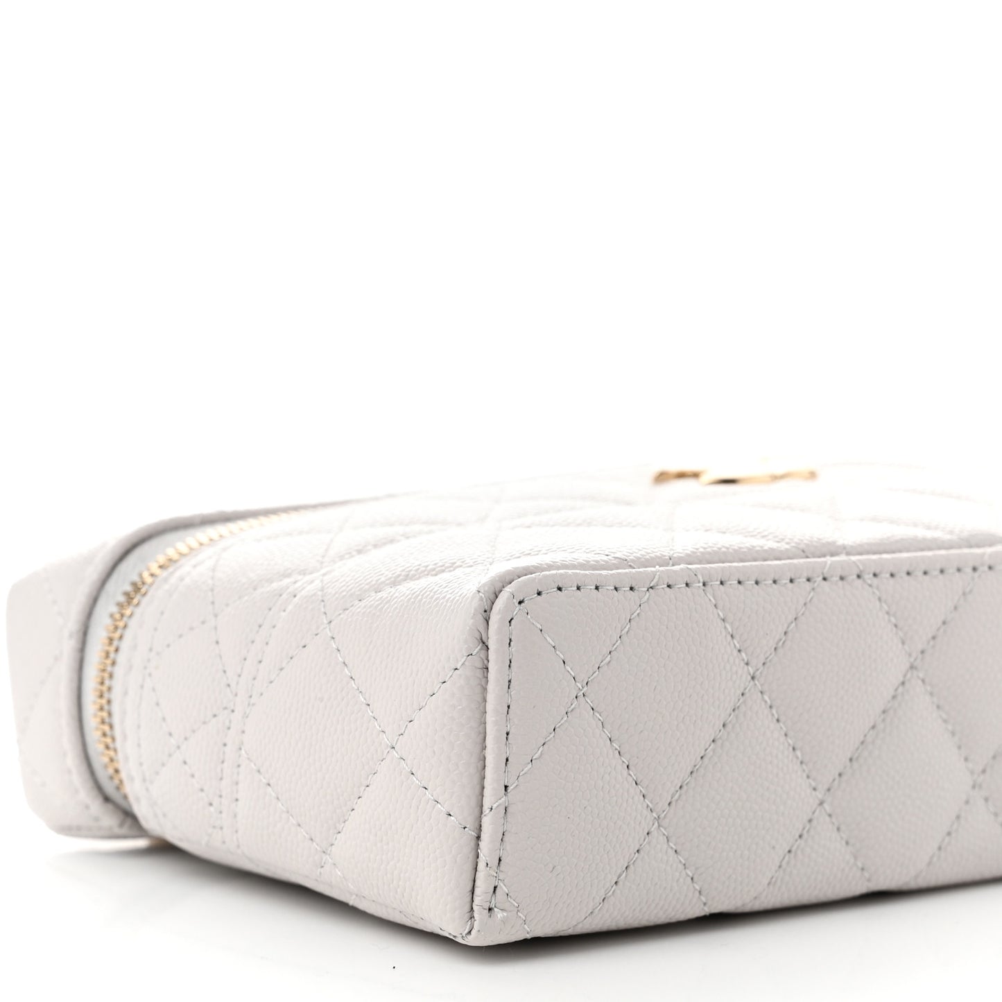 Caviar Quilted Trendy Handle Slim Vanity Light Grey