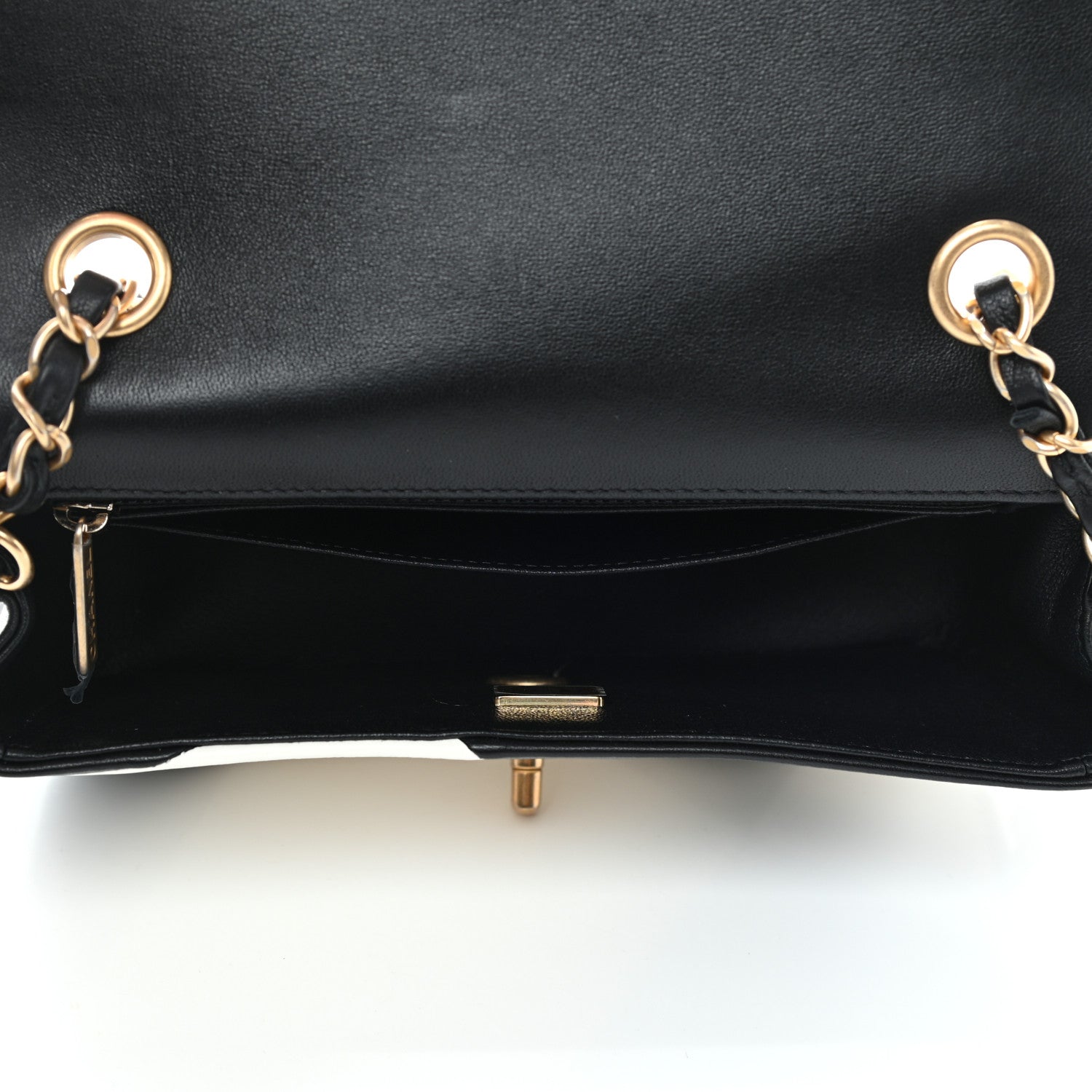 Chanel Lambskin Geometric Patchwork Mini Flap Black White 4 of 4