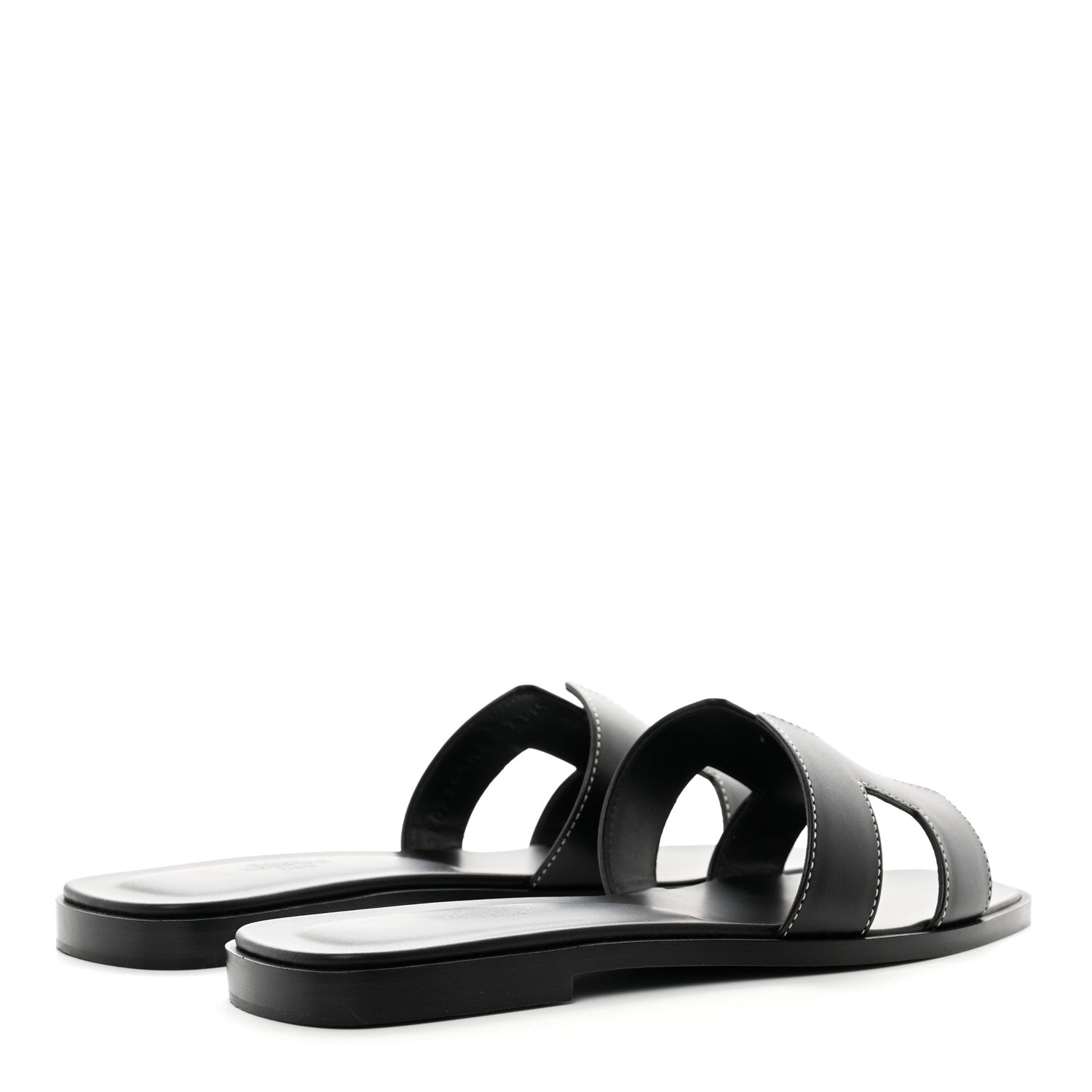 Hermes Box Calfskin Oran Sandals 37 Black 5 of 8