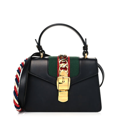 Gucci Calfskin Mini Sylvie Top Handle Bag Black 1 of 11