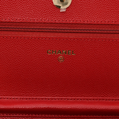 Chanel Caviar Quilted Wallet on Chain WOC Red 7 of 11