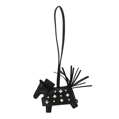 Hermes Milo Lambskin Studded Grigri Rodeo Robeo Rock Horse Bag Charm PM Black 1 of 4