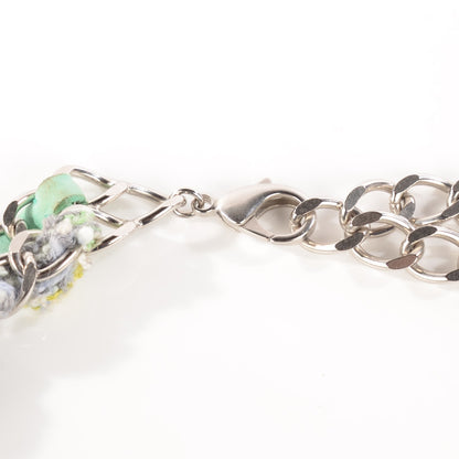 Chanel Suede Tweed CC Clover Charm Necklace Silver 5 of 10