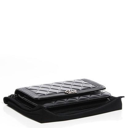 Chanel Lambskin Quilted Boy Wallet On Chain WOC Black 4 of 8