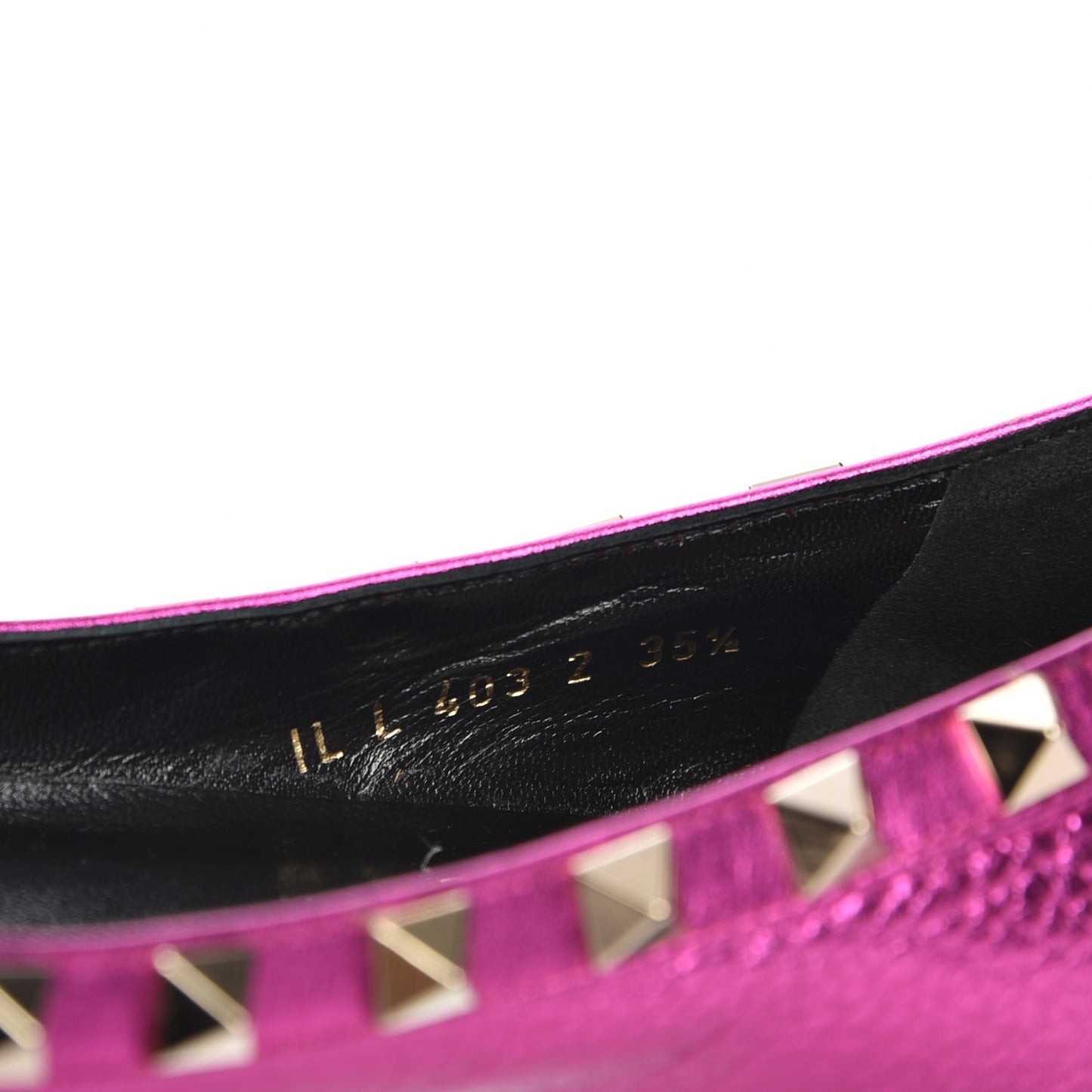 Metallic Pebbled Calfskin Rockstud Ballerina Flats 35.5 Peony