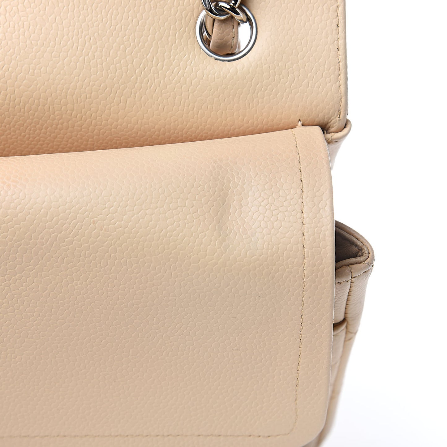 Caviar Quilted Jumbo Double Flap Beige Clair