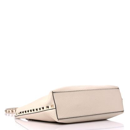 Valentino Garavani Grained Calfskin Small Rockstud Flip Lock Tote Light Ivory Rubino 5 of 9