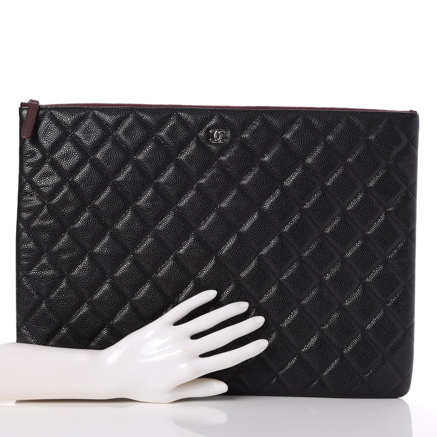 Caviar Quilted Large Cosmetic Case Black