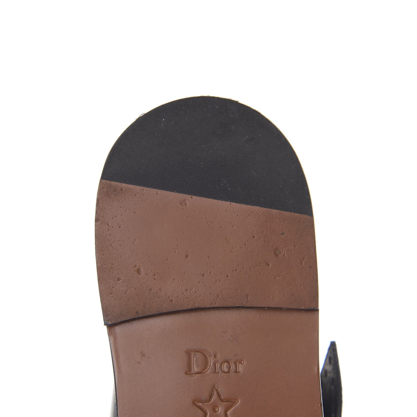 Brushed Calfskin Perforated Teddy-D Flat Sandals 35 Black