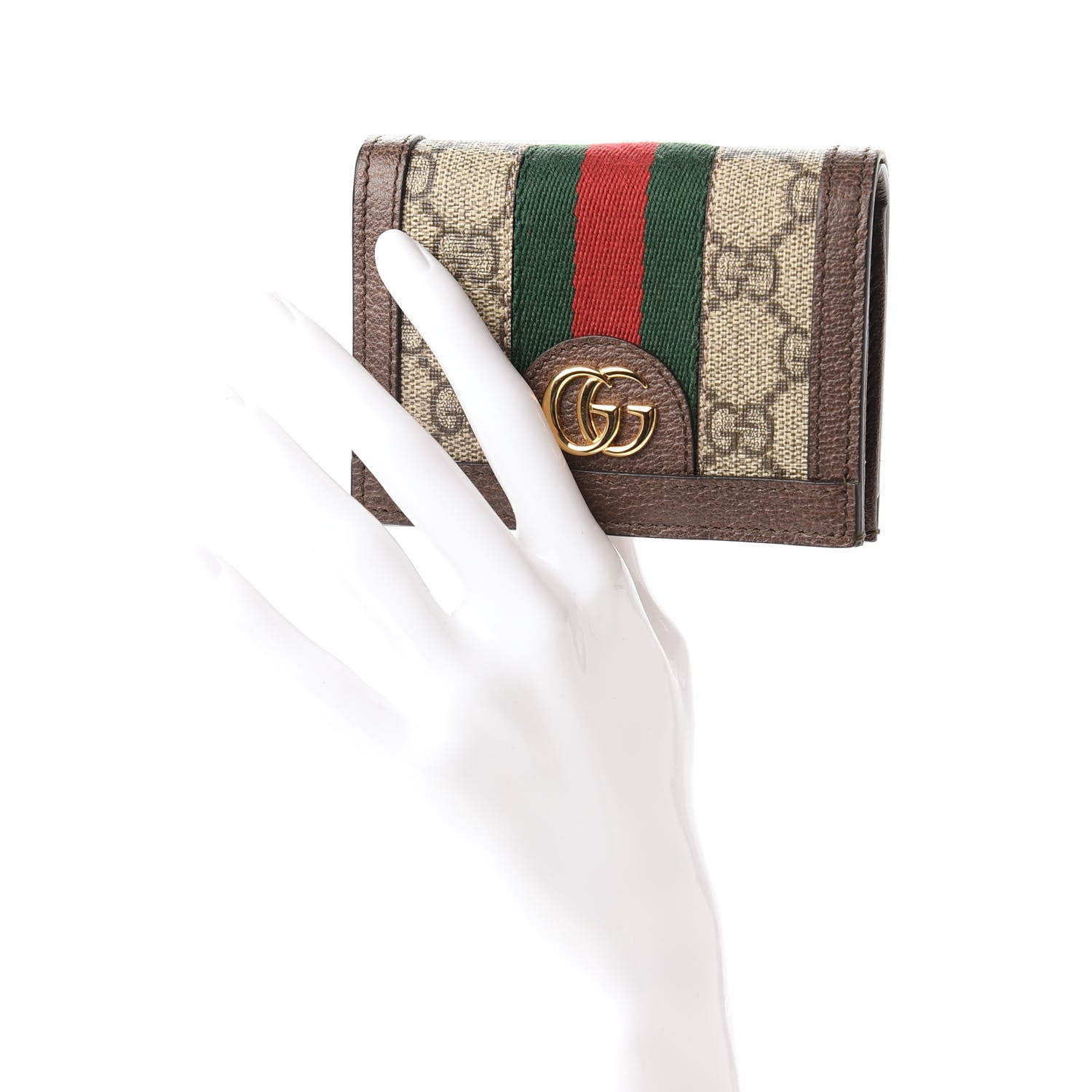 Gucci GG Supreme Monogram Web Ophidia Card Case Beige New Acero 2 of 11