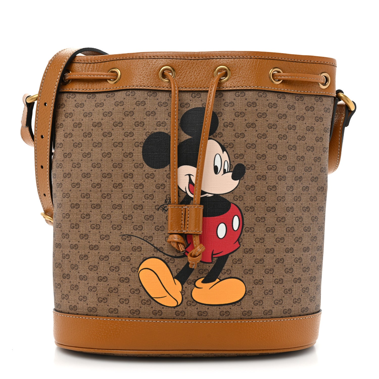 Gucci X DISNEY Mini Vintage GG Supreme Monogram Bucket Bag Beige Vintage Sun Oil 1 of 9