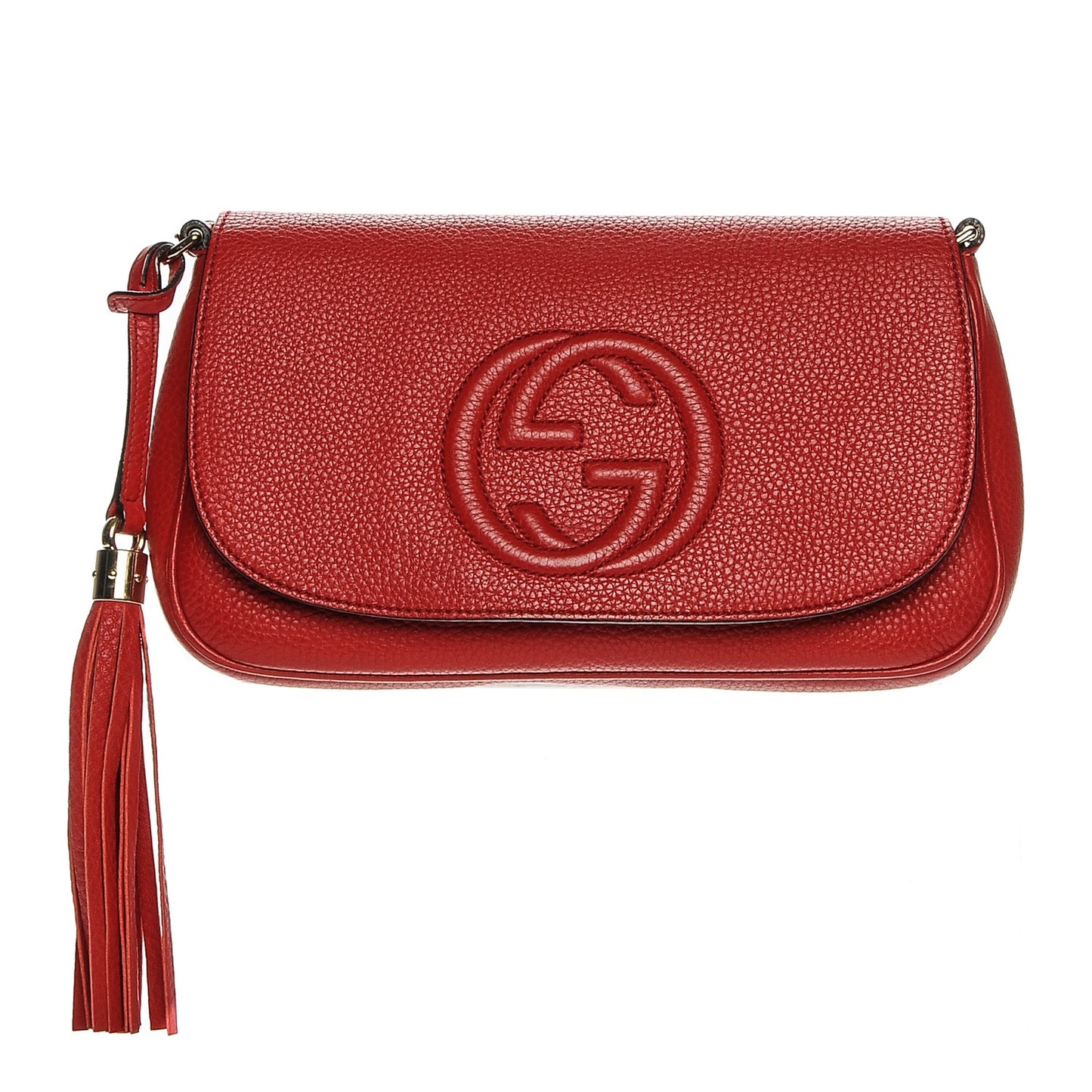 Pebbled Calfskin Medium Soho Flap Crossbody Red