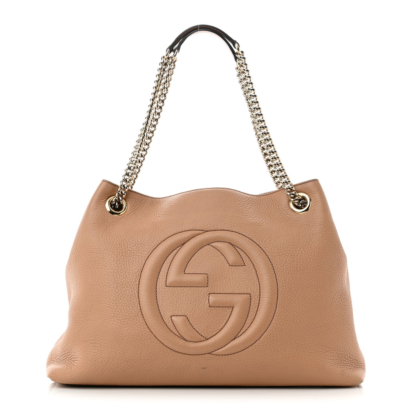 Pebbled Calfskin Medium Soho Chain Shoulder Bag Rose Beige