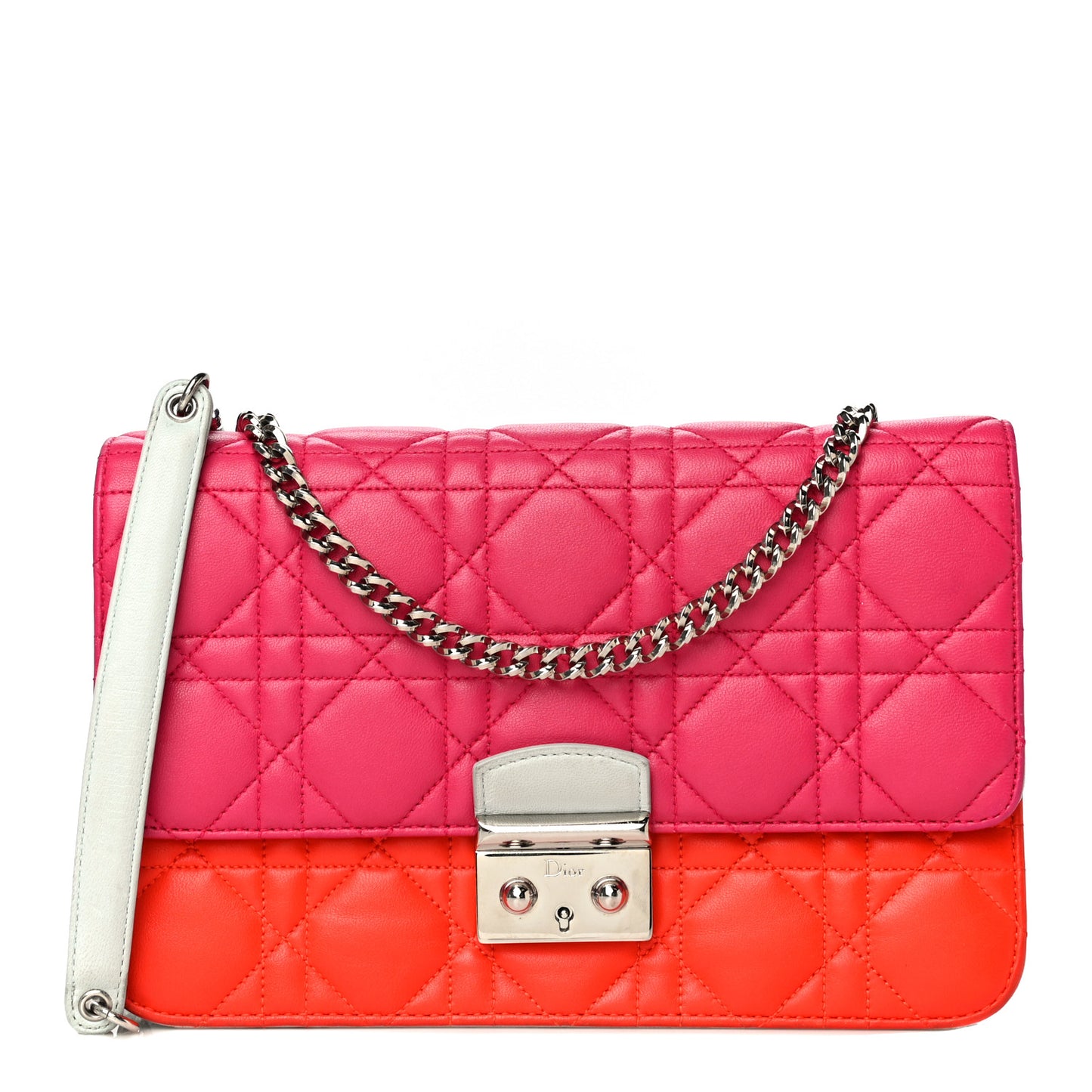 Lambskin Cannage Miss Dior Promenade Pouch Pink Red