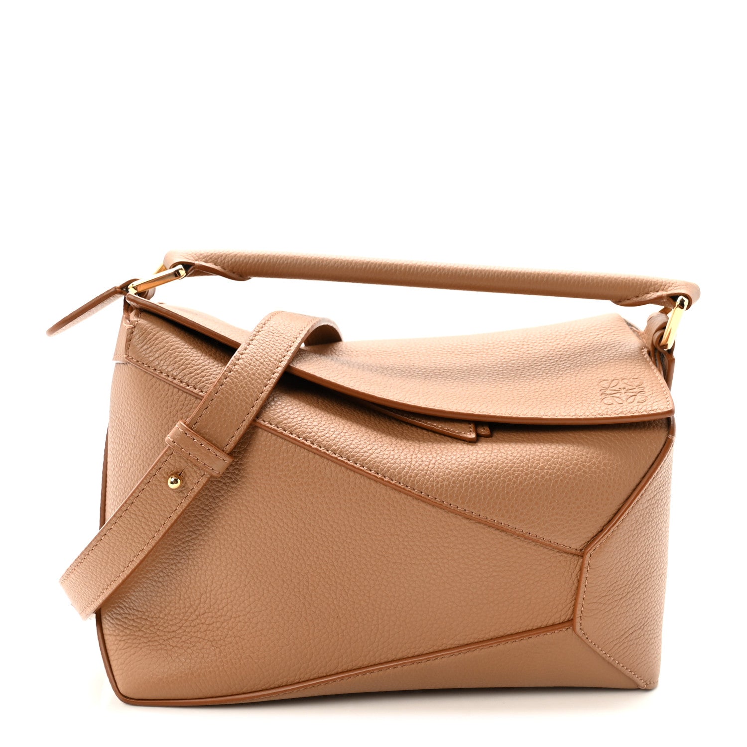 Loewe Grained Calfskin Small Puzzle Edge Bag Toffee 1 of 9