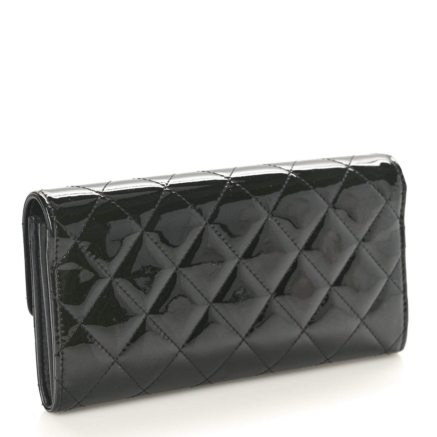 Chanel Patent Quilted Large Brilliant Flap Wallet Black 3 of 9