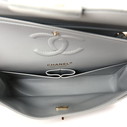 Chanel Lambskin Quilted Medium Double Flap Light Grey 5 of 12