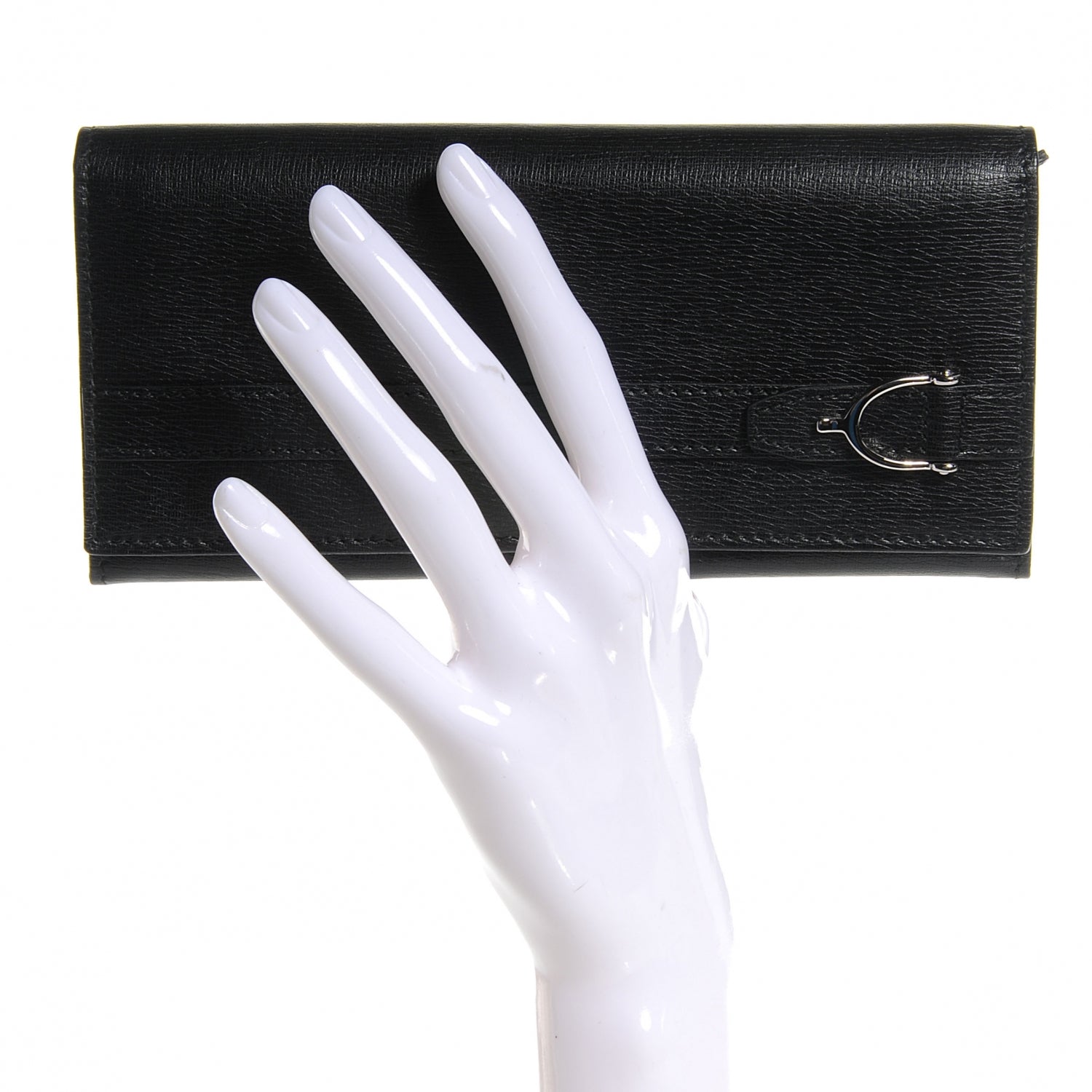 Gucci Shangai Calfskin Stirrup Long Wallet Black 2 of 7