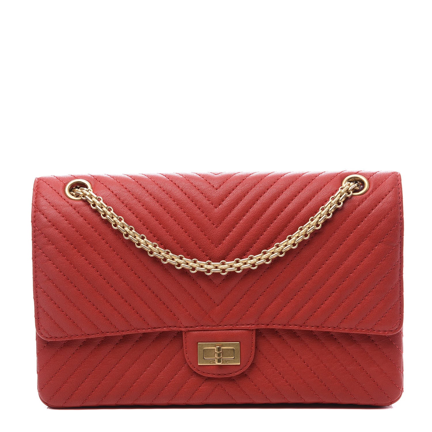 Chanel Sheepskin Chevron 2.55 Reissue 226 Flap Red 1 of 13