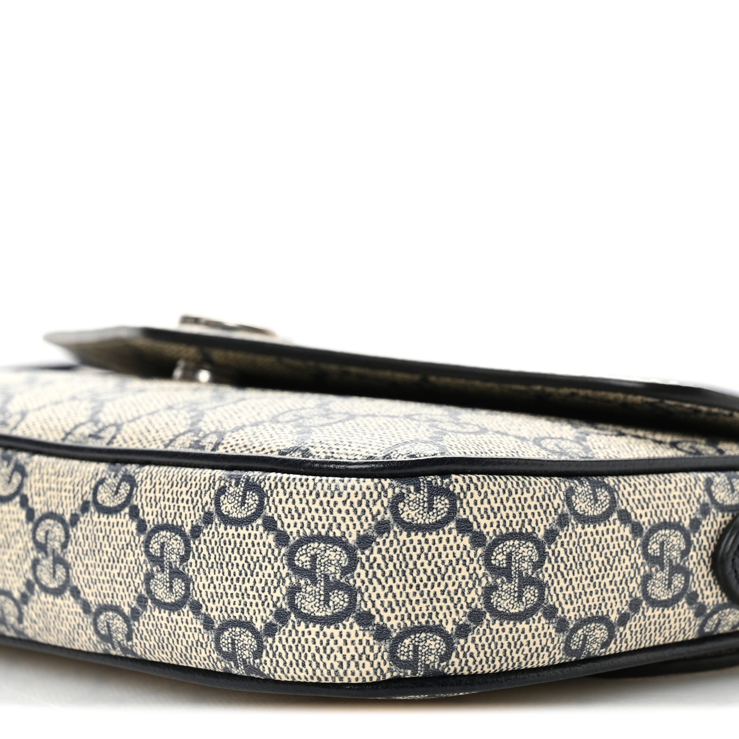 Gucci GG Supreme Monogram Textured Dollar Calfskin Web Mini Ophidia Envelope Shoulder Bag Beige Blue 10 of 11