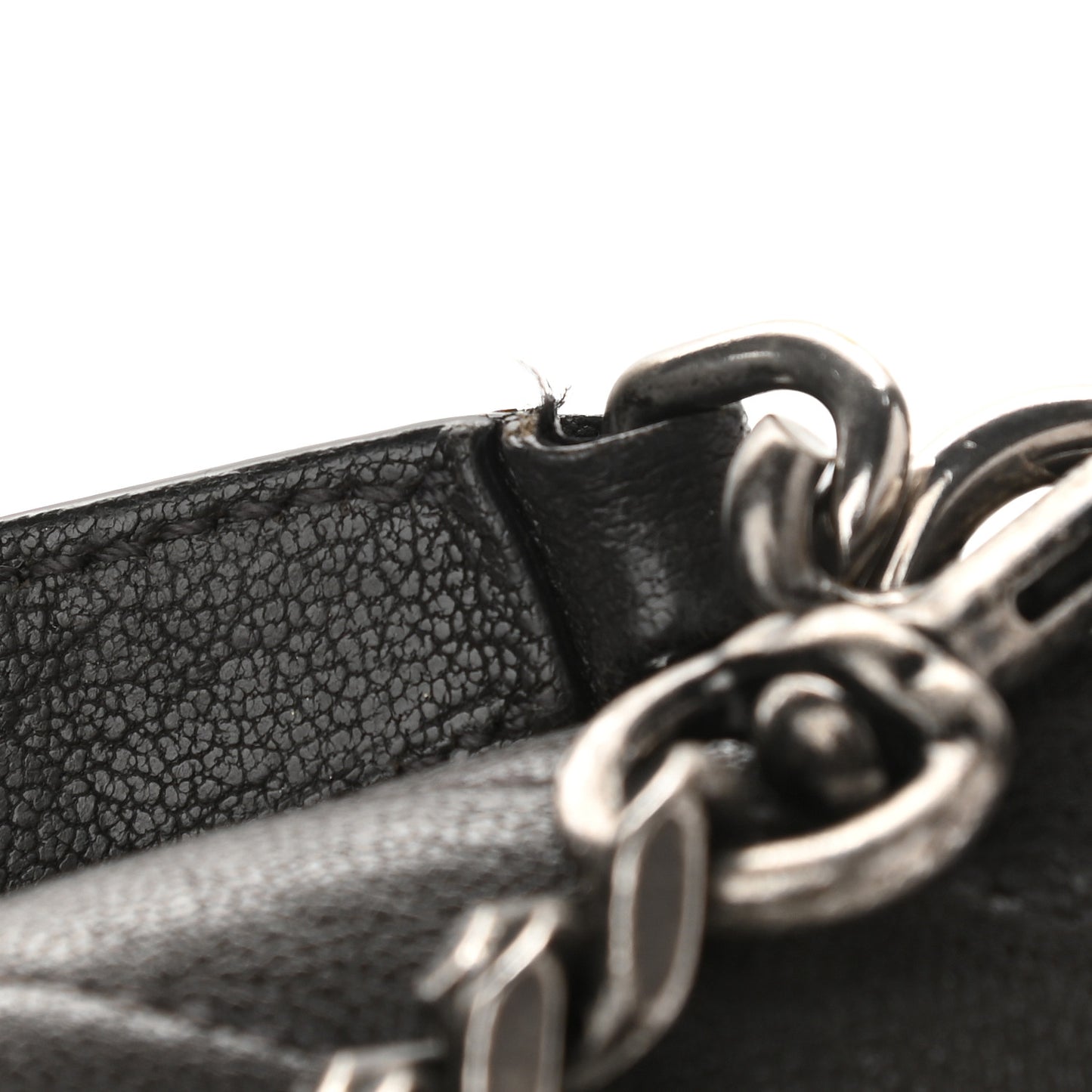 Sheepskin Matelasse Chevron Monogram College Chain Wallet Coal