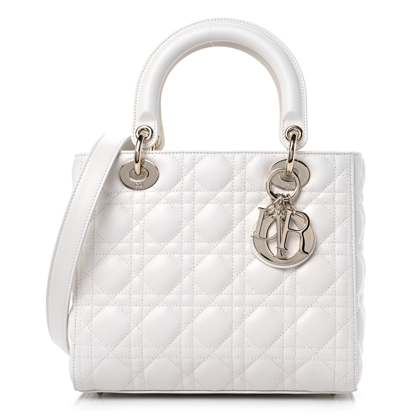 Lambskin Cannage Medium Lady Dior White