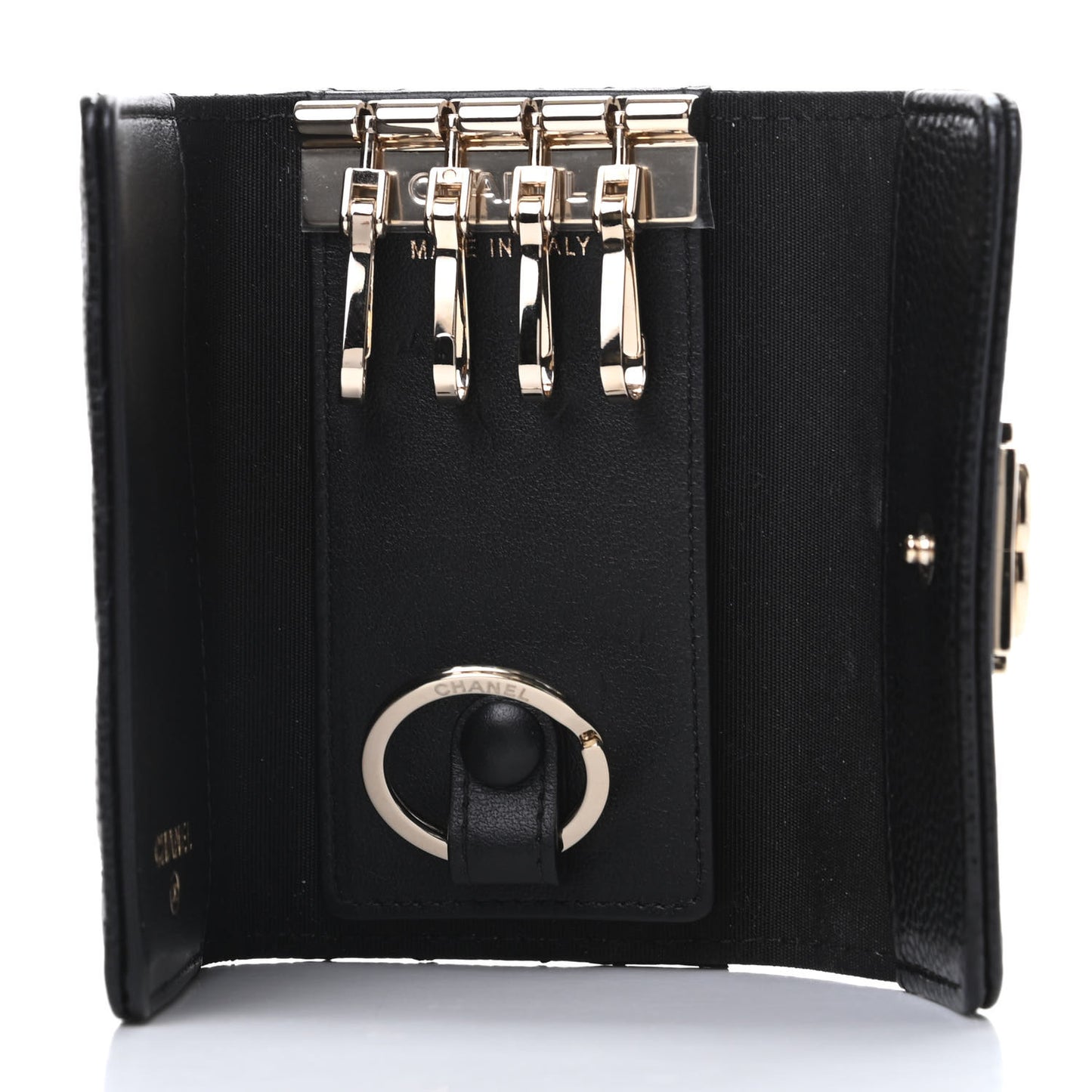 Caviar Quilted 4 Key Holder Boy Flap Black