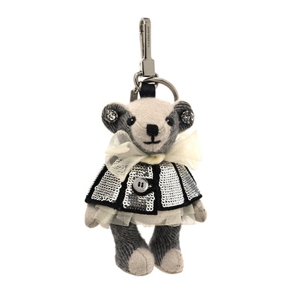 Burberry Thomas Sequin Trench Teddy Bear Keychain Charm Silver 1 of 6