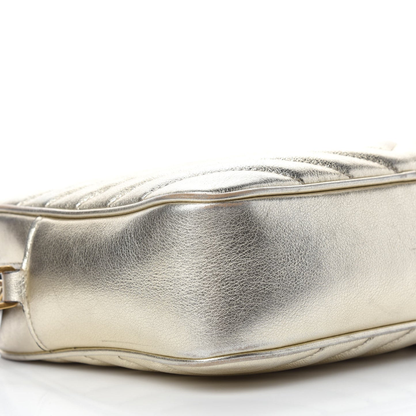 Metallic Calfskin Matelasse Monogram Lou Camera Bag Platino