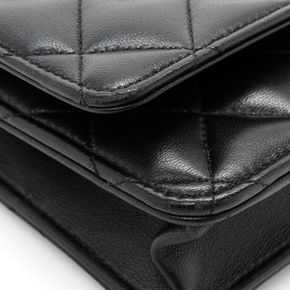 Chanel Lambskin Quilted Wallet On Chain WOC Black 12 of 16