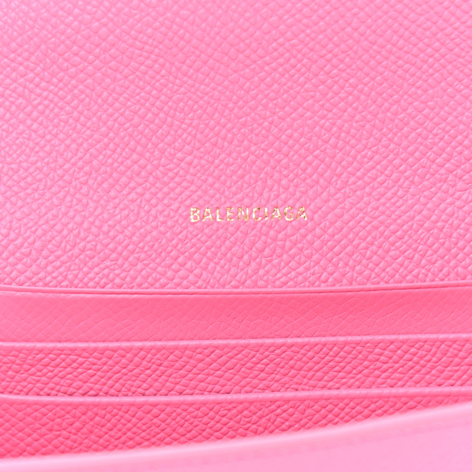 Balenciaga Signature Grained Calfskin Logo Ville Wallet on Chain Bubble Gum Black 6 of 10