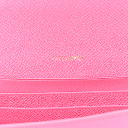 Balenciaga Signature Grained Calfskin Logo Ville Wallet on Chain Bubble Gum Black 6 of 10