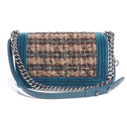 Chanel Velvet Tweed Medium Boy Flap Teal 3 of 7