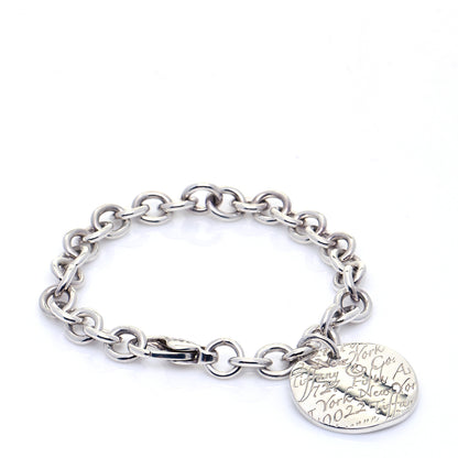 Tiffany Sterling Silver Notes Round Tag Charm Bracelet 1 of 7
