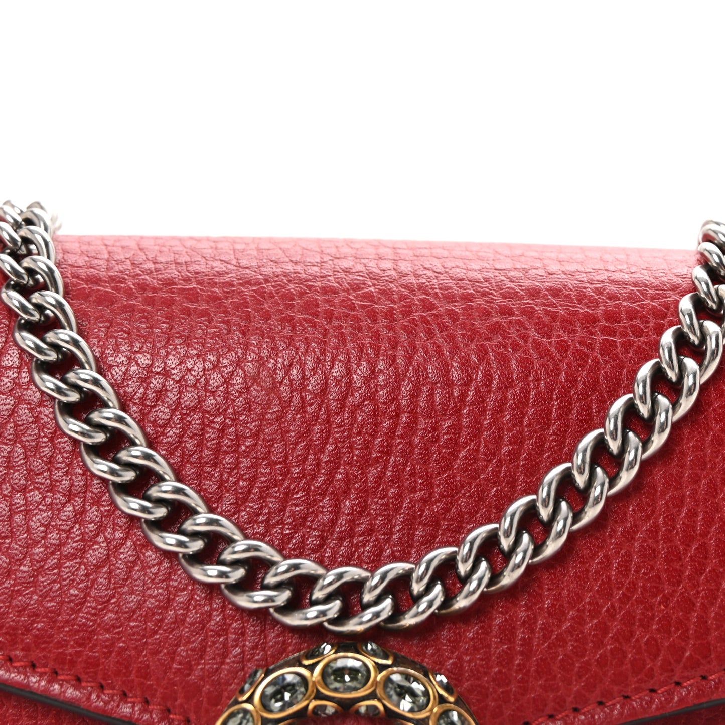 Calfskin Mini Dionysus Chain Wallet Hibiscus Red